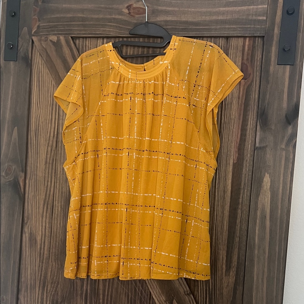 Apt. 9 Mustard Yellow Women's Blouse XXL cap sleeves